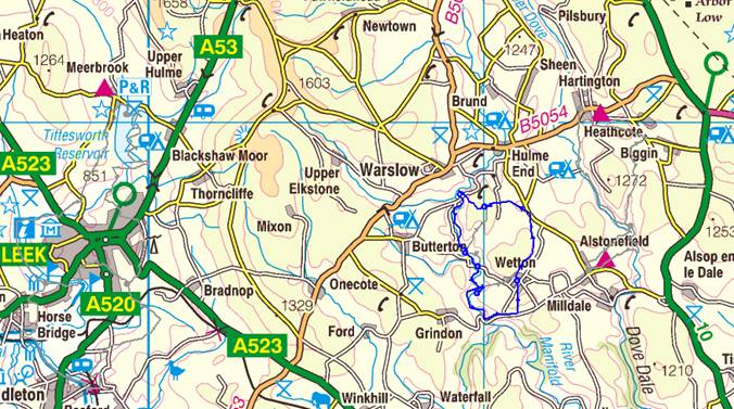 Map of route to Wettonmill
