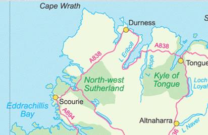 GB overview map covering Ullapool and the North