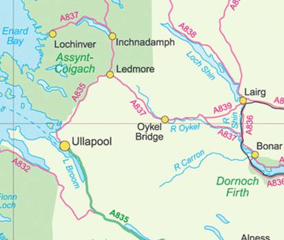GB overview map covering Ullapool and the North