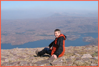 Paul enjoys the view from Quinag (picture courtesy of Pam Conroy)