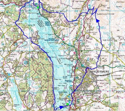 Bowness bike ride - map of route