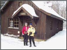 Helen and Linda outside Huron Cabin