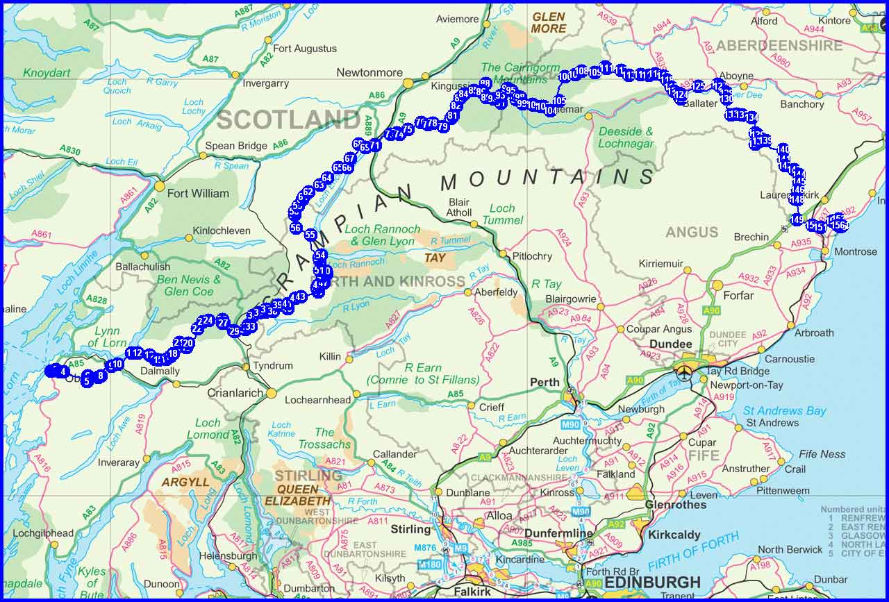 Martin and Poor Michael's planned TGO Challenge route - 2011