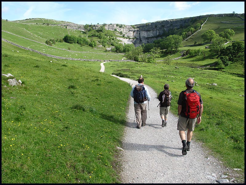 Roger and Jacky joined Andrew and Martin for a day in the Dales - here approaching Malham Cove, before watching the Peregrine Falcons